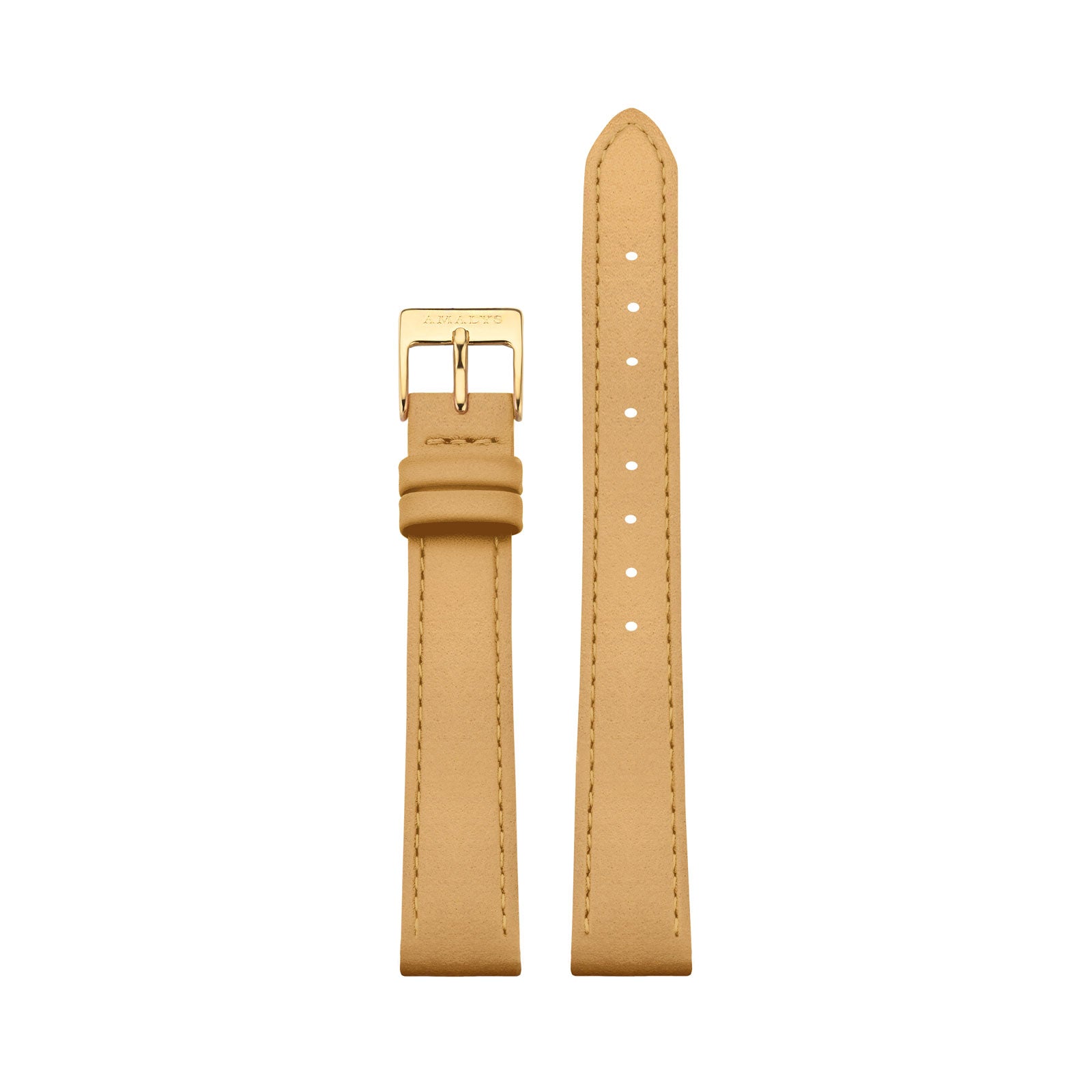 Ocher Yellow Leather Strap - Gold / 16mm